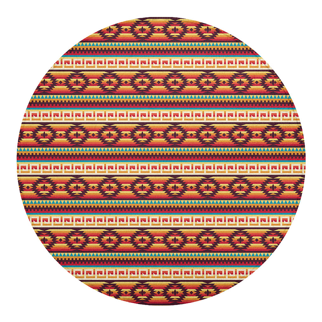 Native Inspired Pattern Print Round Blanket