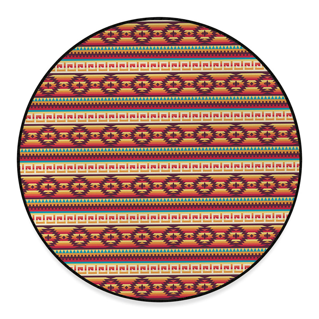 Native Inspired Pattern Print Round Floor Mat