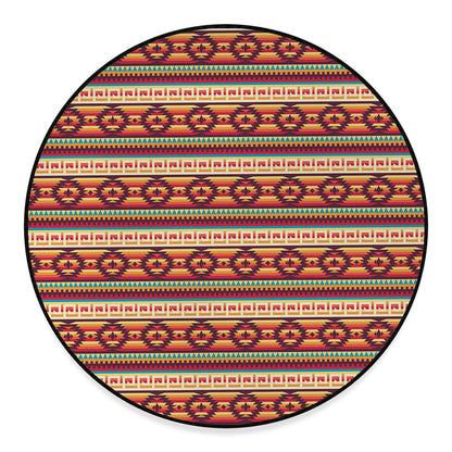Native Inspired Pattern Print Round Floor Mat