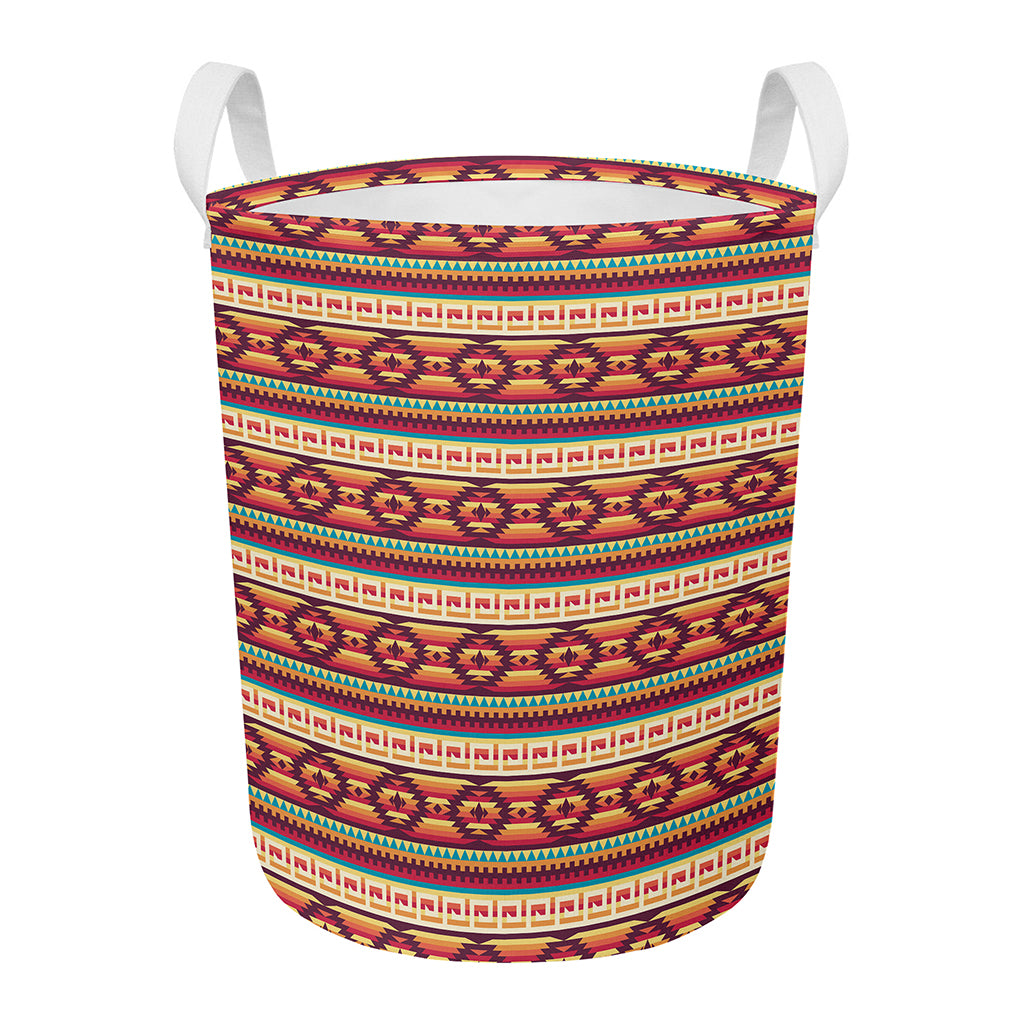 Native Inspired Pattern Print Round Laundry Basket