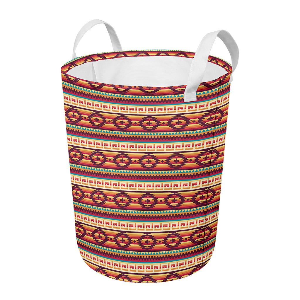 Native Inspired Pattern Print Round Laundry Basket