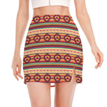 Native Inspired Pattern Print Side Slit Mini Skirt