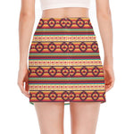 Native Inspired Pattern Print Side Slit Mini Skirt