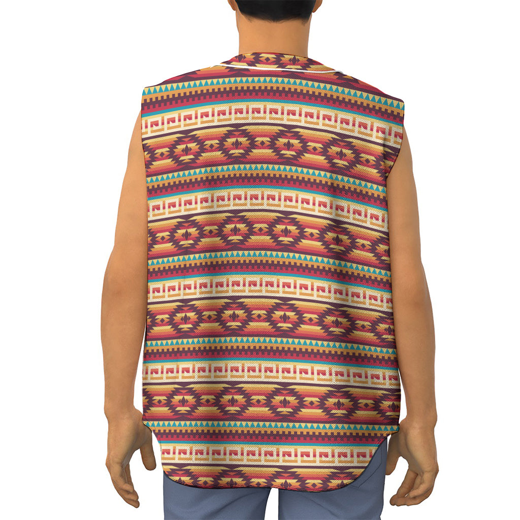 Native Inspired Pattern Print Sleeveless Baseball Jersey