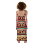 Native Inspired Pattern Print Slim Fit Midi Cami Dress