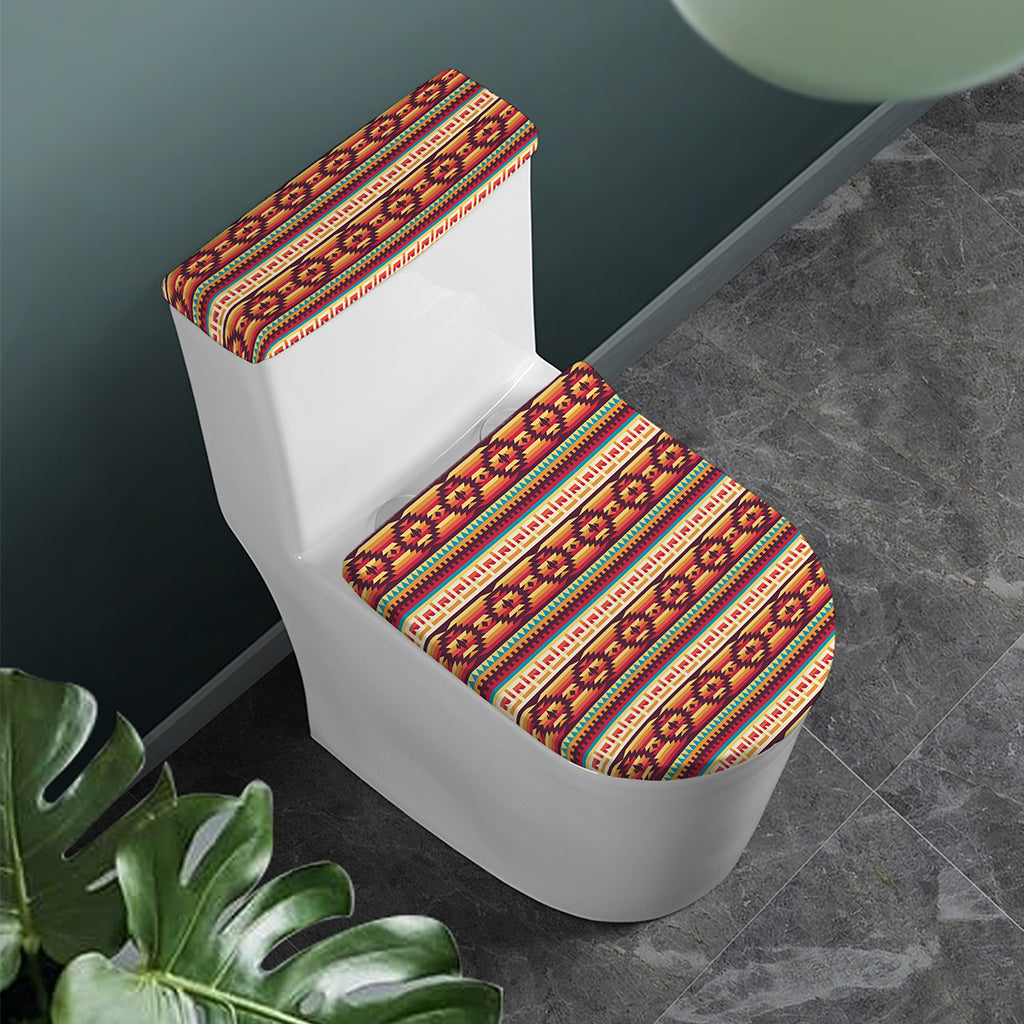Native Inspired Pattern Print Toilet Lid And Tank Cover Set