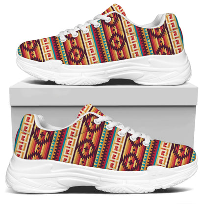 Native Inspired Pattern Print White Chunky Shoes