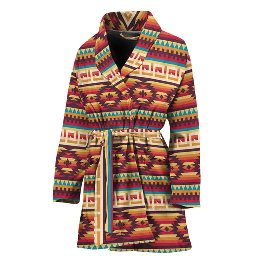 Native Inspired Pattern Print Women's Bathrobe