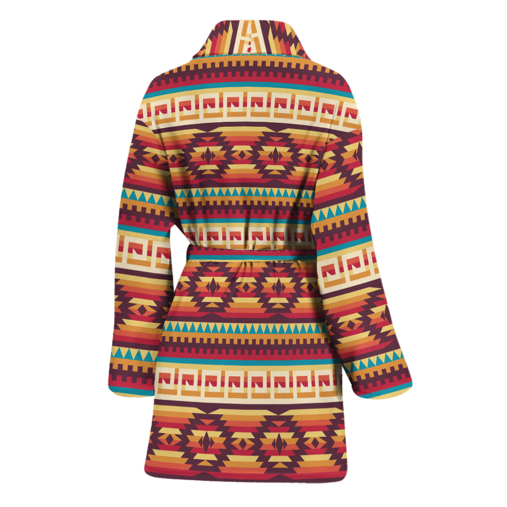 Native Inspired Pattern Print Women's Bathrobe