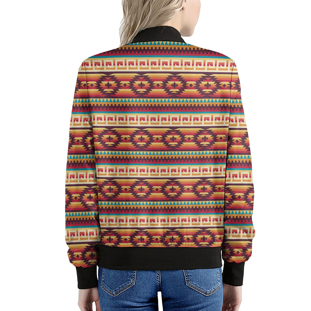 Native Inspired Pattern Print Women's Bomber Jacket