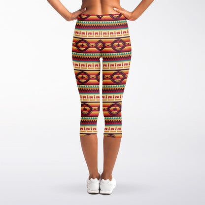 Native Inspired Pattern Print Women's Capri Leggings
