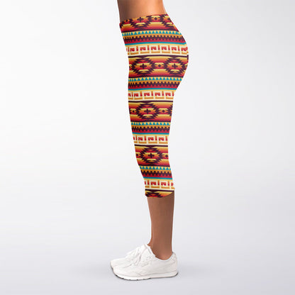 Native Inspired Pattern Print Women's Capri Leggings