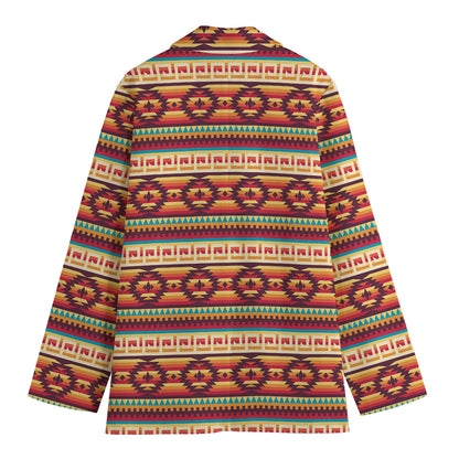Native Inspired Pattern Print Women's Cotton Blazer