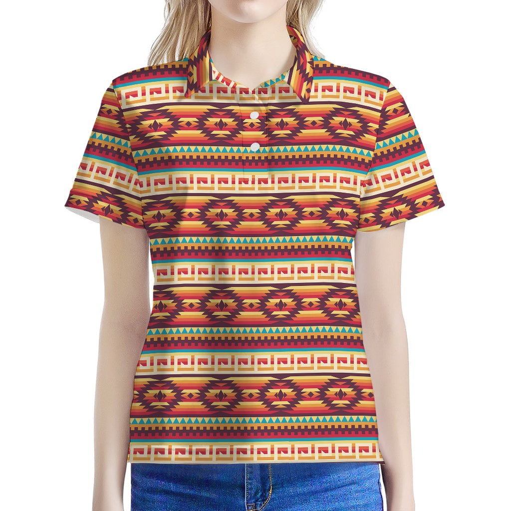 Native Inspired Pattern Print Women's Polo Shirt