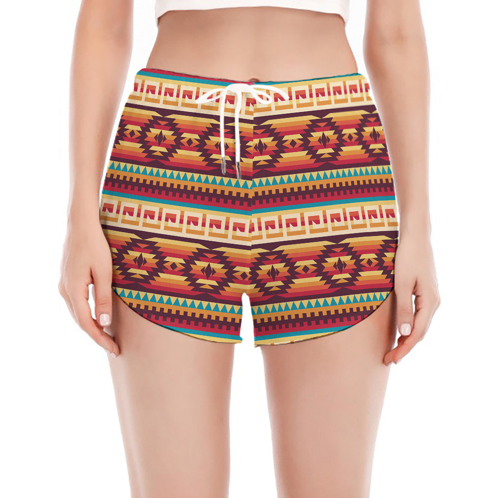 Native Inspired Pattern Print Women's Split Running Shorts