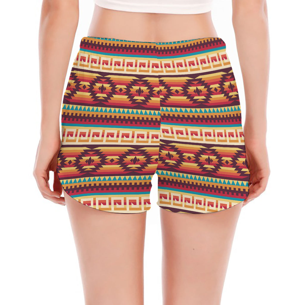 Native Inspired Pattern Print Women's Split Running Shorts