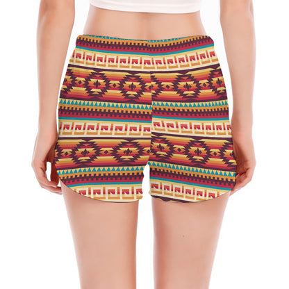 Native Inspired Pattern Print Women's Split Running Shorts