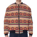 Native Inspired Pattern Print Zip Sleeve Bomber Jacket