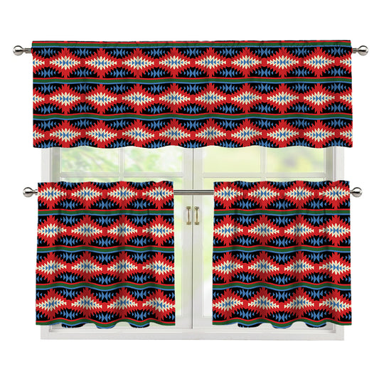 Native Navajo Pattern Print 3 Piece Kitchen Curtains