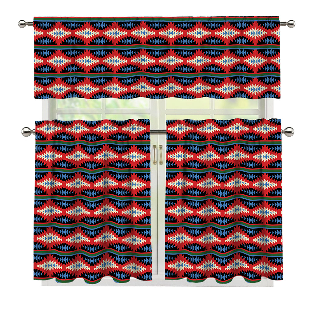 Native Navajo Pattern Print 3 Piece Kitchen Curtains