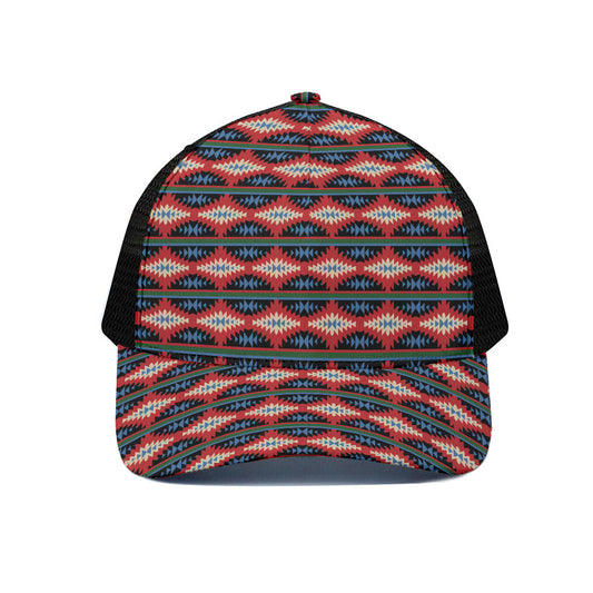 Native Navajo Pattern Print Black Mesh Trucker Cap
