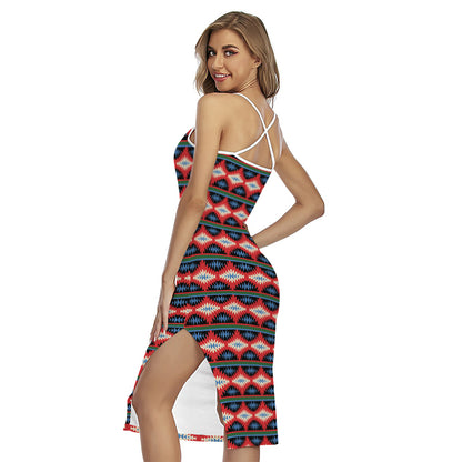 Native Navajo Pattern Print Cross Back Cami Dress