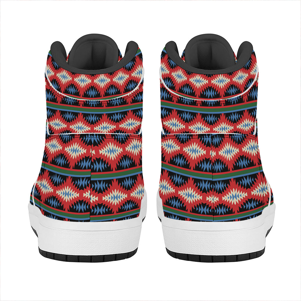 Native Navajo Pattern Print High Top Leather Sneakers