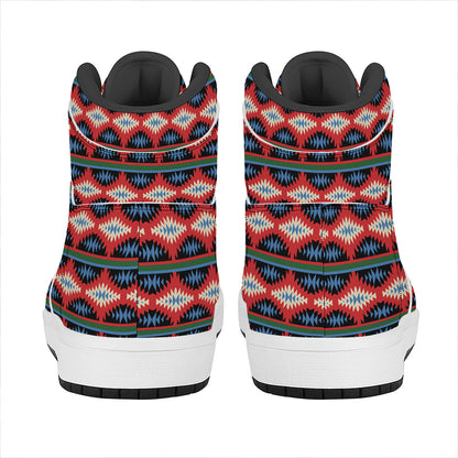 Native Navajo Pattern Print High Top Leather Sneakers