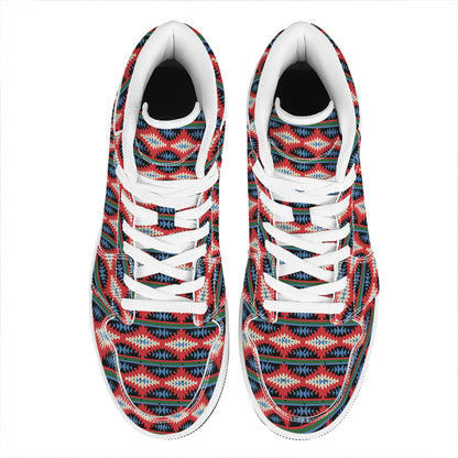 Native Navajo Pattern Print High Top Leather Sneakers