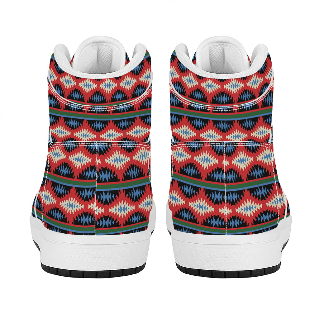 Native Navajo Pattern Print High Top Leather Sneakers