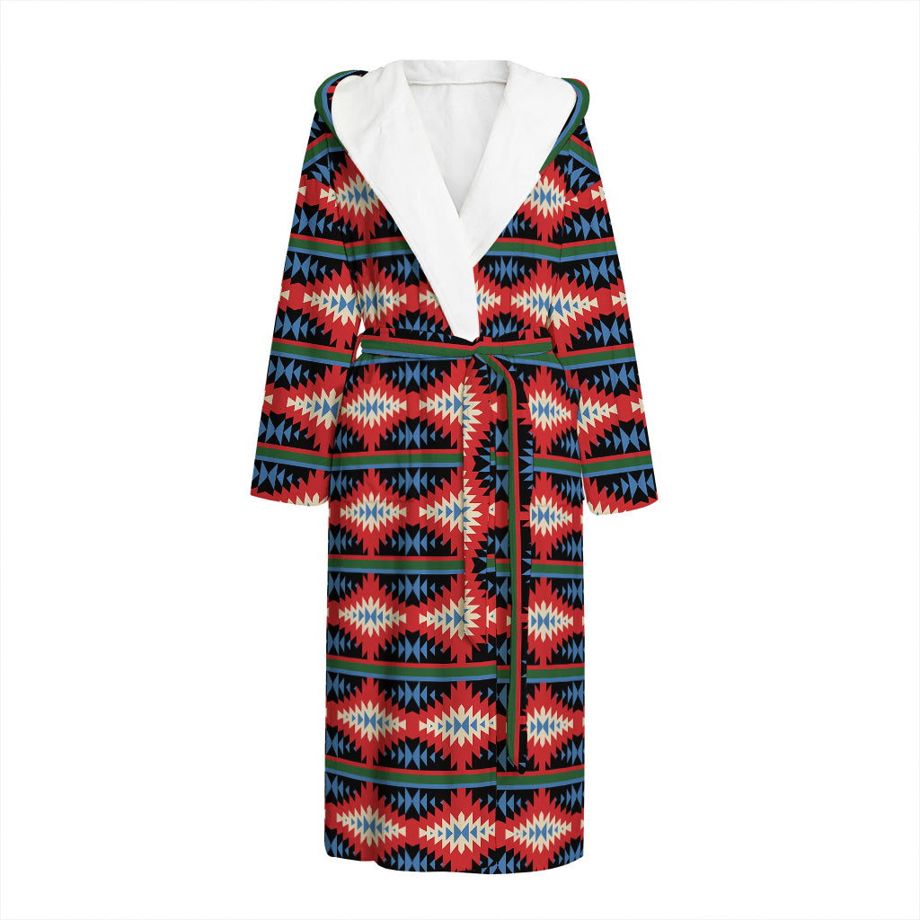 Native Navajo Pattern Print Hooded Bathrobe