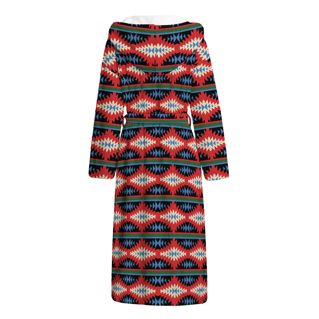 Native Navajo Pattern Print Hooded Bathrobe