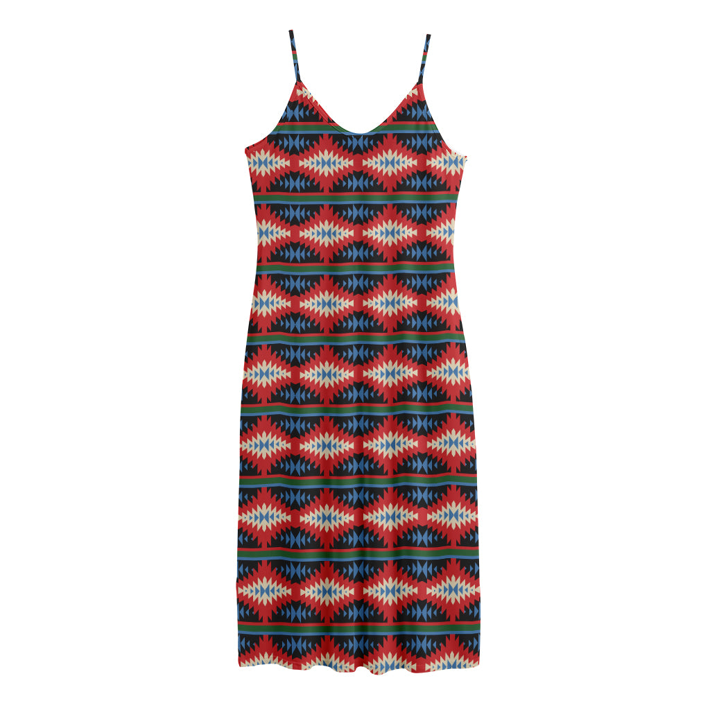 Native Navajo Pattern Print Jersey Midi Cami Dress