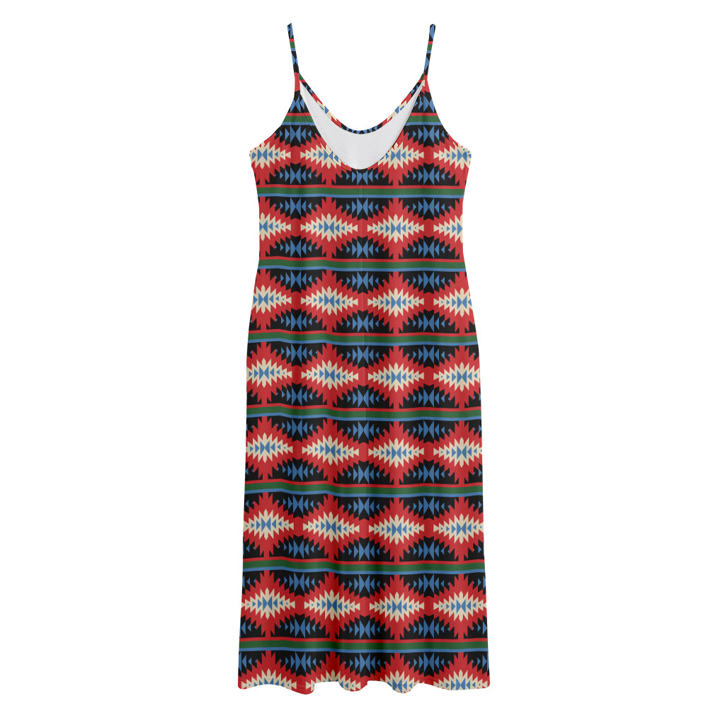 Native Navajo Pattern Print Jersey Midi Cami Dress