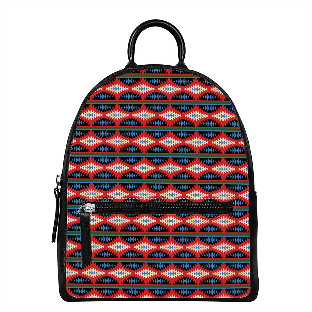 Native Navajo Pattern Print Leather Backpack