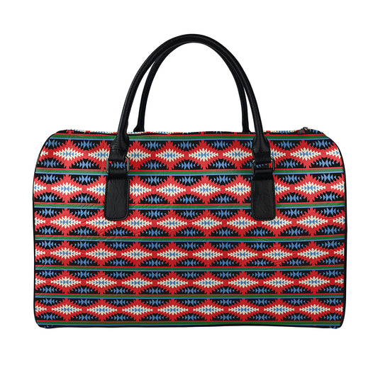 Native Navajo Pattern Print Leather Duffle Bag