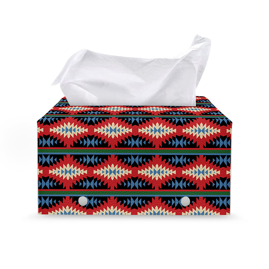 Native Navajo Pattern Print Leather Tissue Box Cover