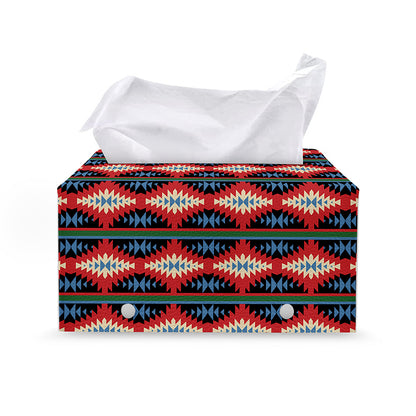 Native Navajo Pattern Print Leather Tissue Box Cover