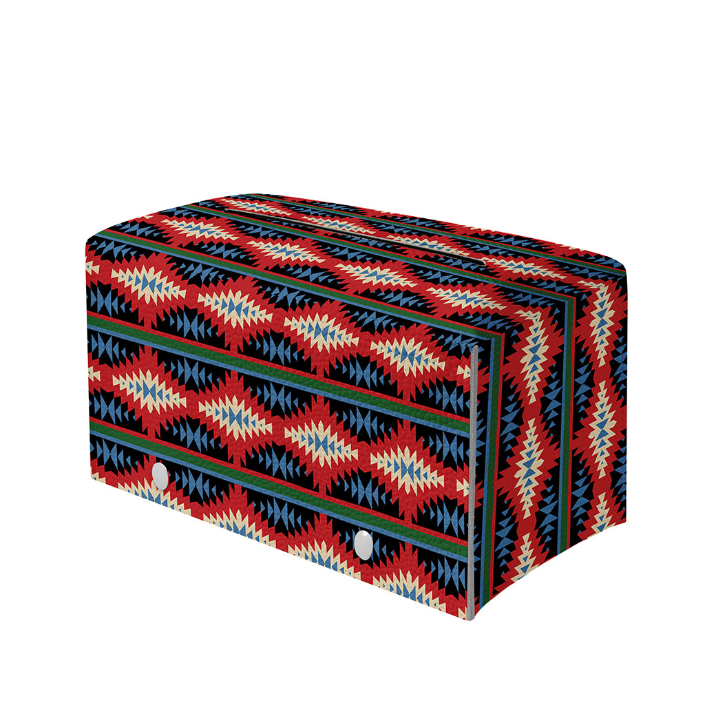 Native Navajo Pattern Print Leather Tissue Box Cover