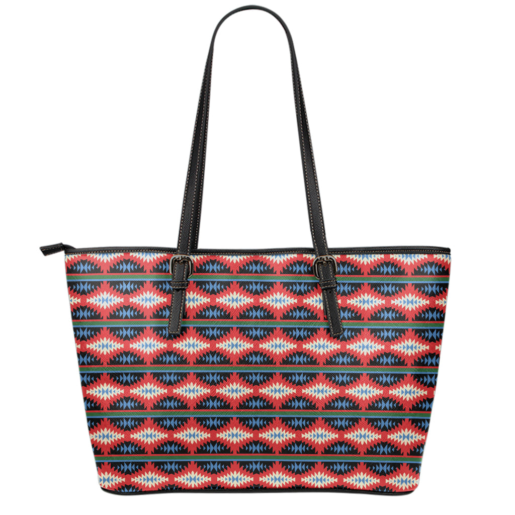 Native Navajo Pattern Print Leather Tote Bag