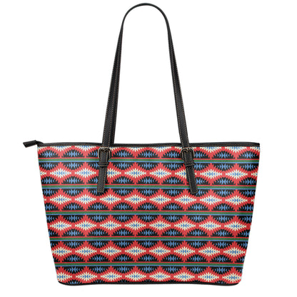 Native Navajo Pattern Print Leather Tote Bag