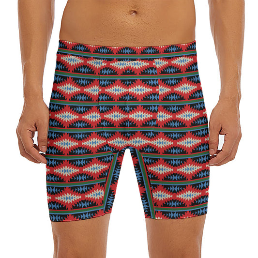 Native Navajo Pattern Print Men's Long Boxer Briefs