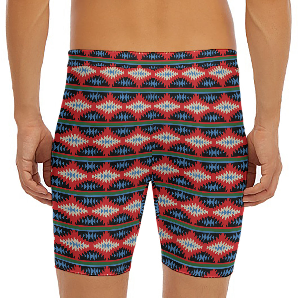 Native Navajo Pattern Print Men's Long Boxer Briefs