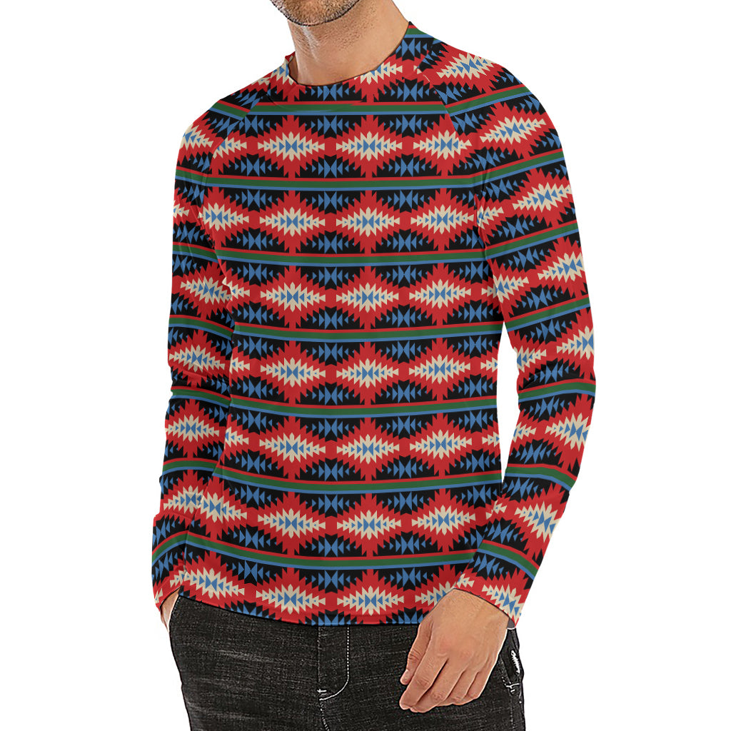 Native Navajo Pattern Print Men's Long Sleeve Rash Guard