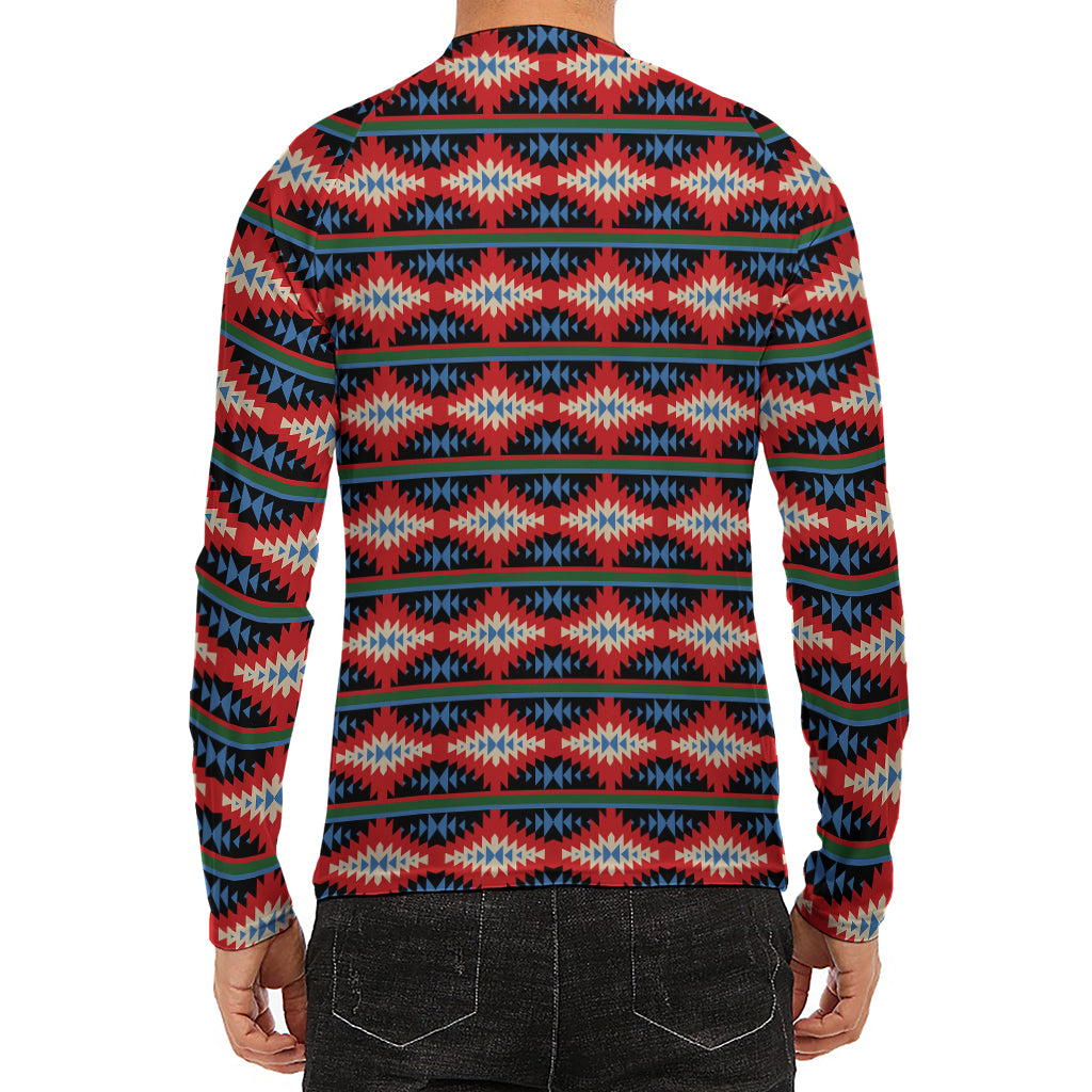 Native Navajo Pattern Print Men's Long Sleeve Rash Guard
