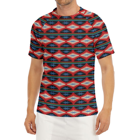 Native Navajo Pattern Print Men's Short Sleeve Rash Guard