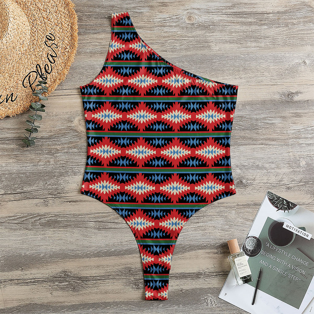 Native Navajo Pattern Print One Shoulder Bodysuit