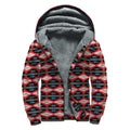 Native Navajo Pattern Print Sherpa Lined Zip Up Hoodie