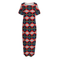 Native Navajo Pattern Print Short Sleeve Long Nightdress