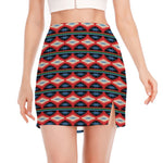 Native Navajo Pattern Print Side Slit Mini Skirt